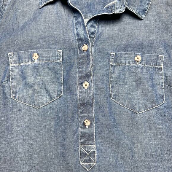 Lucky Brand | Women | Chambray Linen Blend Popover Mini Shirt Dress | Sz Small - Picture 10 of 12
